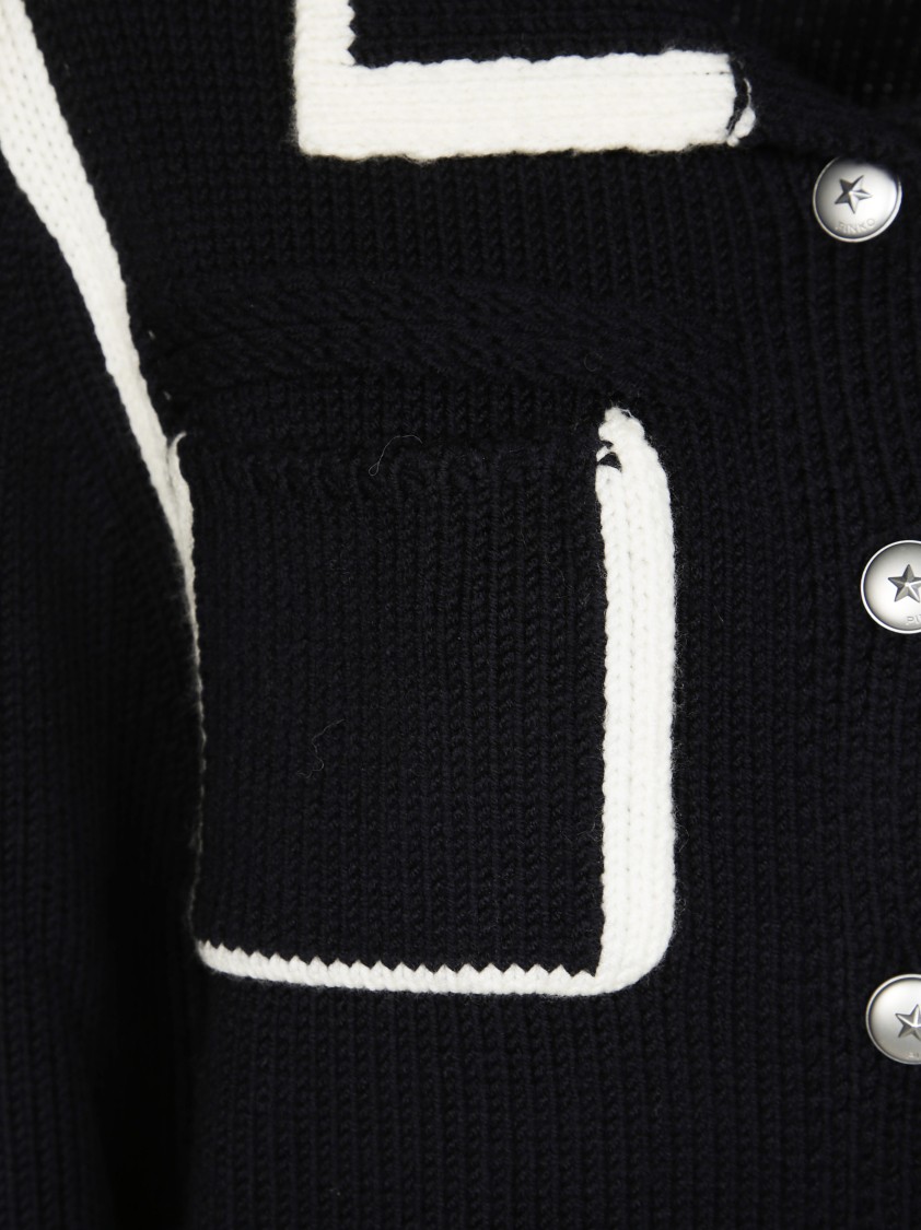 Pinko Sulcis Wool Collared Cardigan Sweater In Black