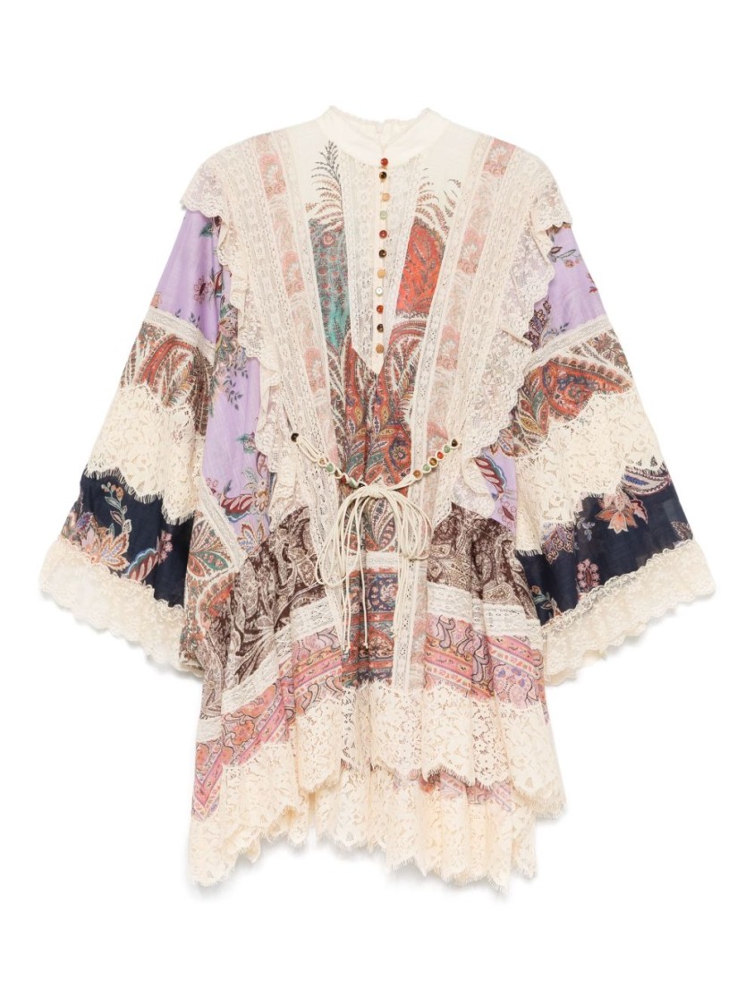 Zimmermann Rhiannon Billow Mini Dress In Neutral