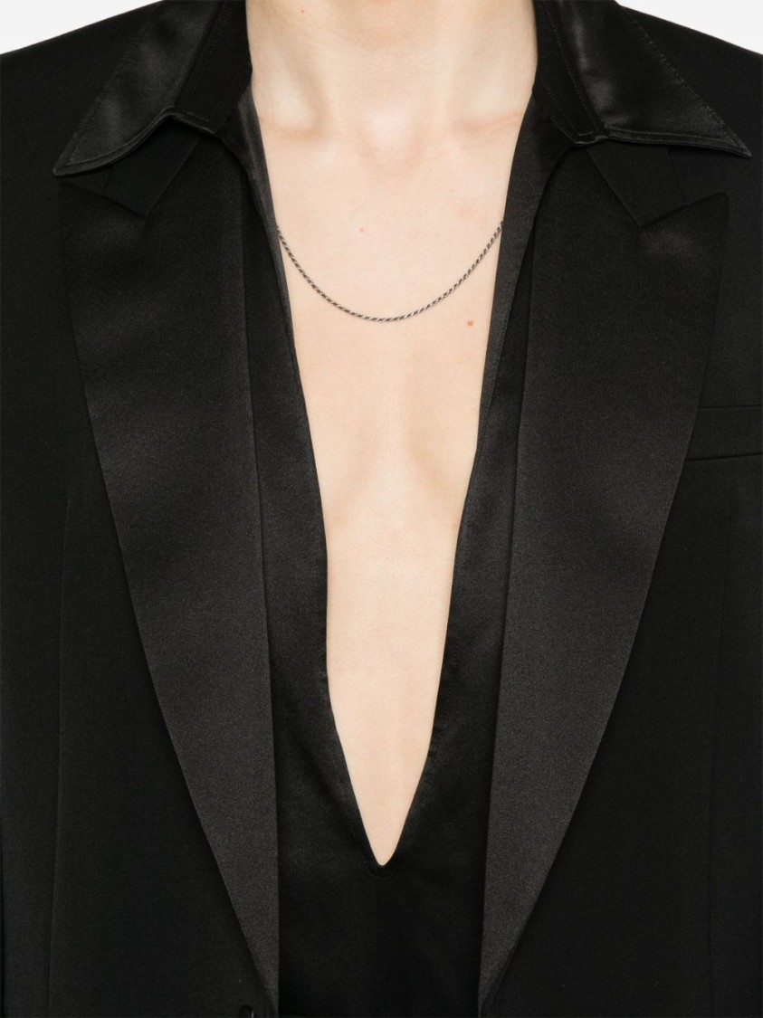 Saint Laurent Padded Shoulder Black Blazer In Black