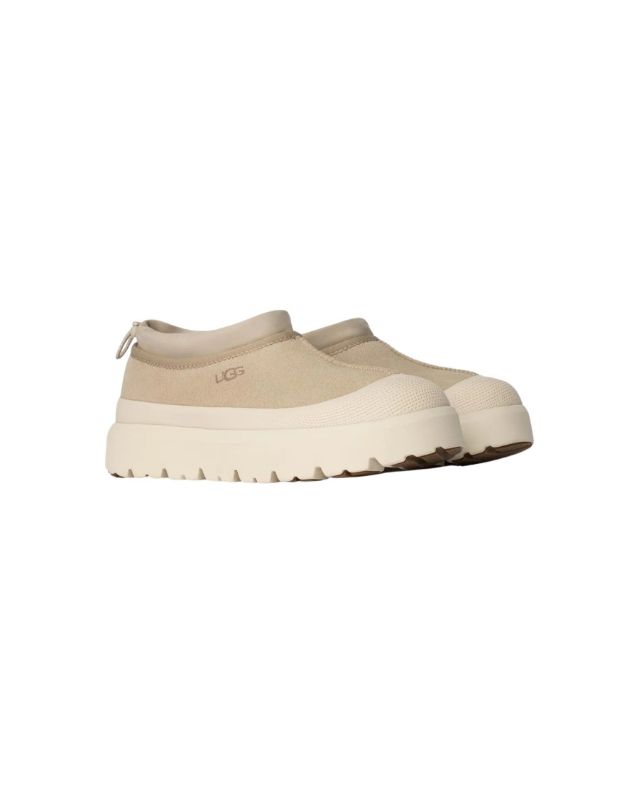 Ugg Slip-on Tasman Weather Hybrid In Pelle Scamosciata E Gomma Sabbia Uomo In Neutrals