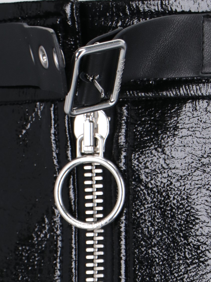 Courrèges Buckle-strap Crinkled Miniskirt