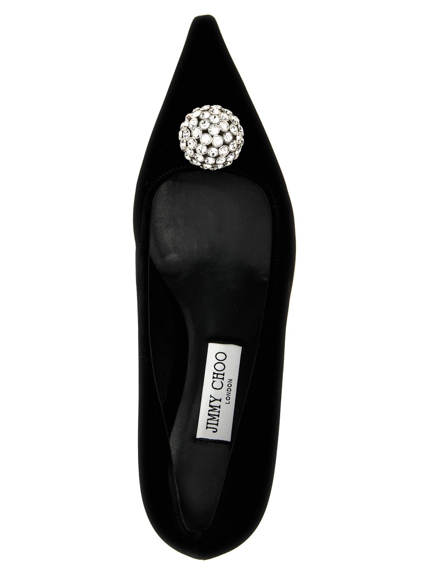 Jimmy Choo Orb 50 Crystal-embellished Velvet Pumps In Black