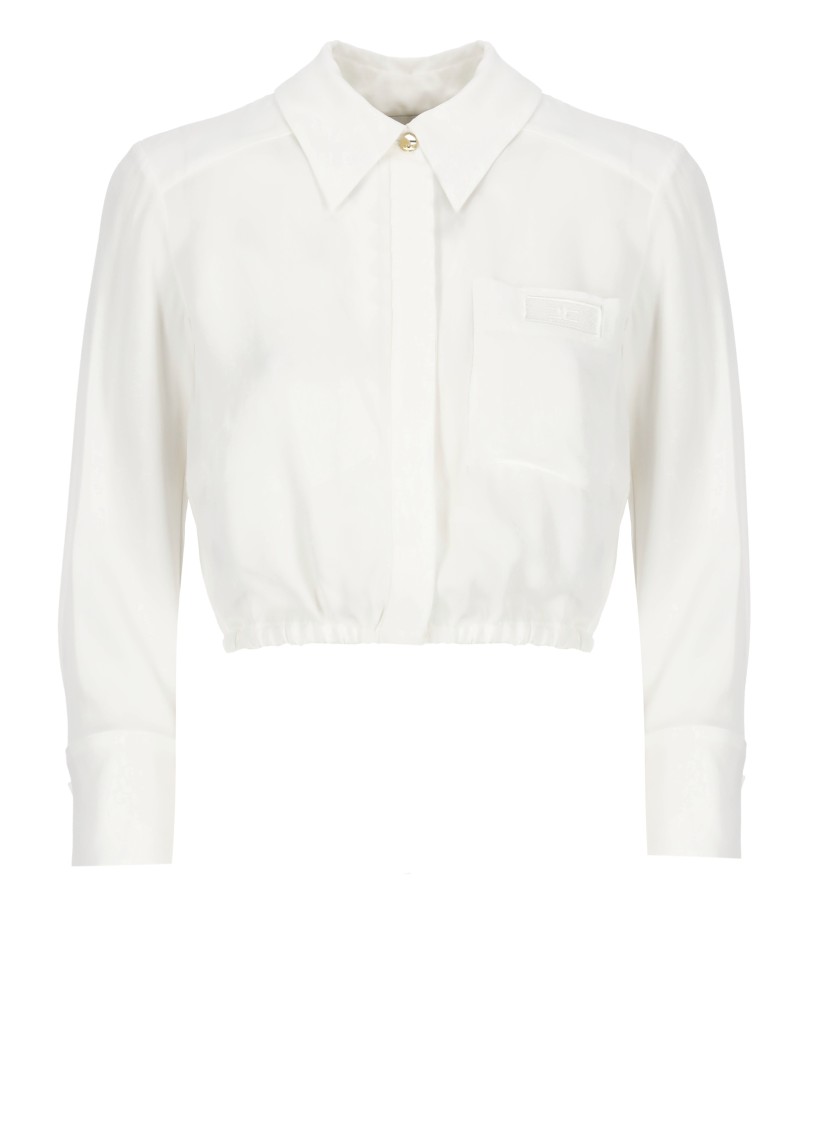 Elisabetta Franchi White Cotton Cropped Shirt In White
