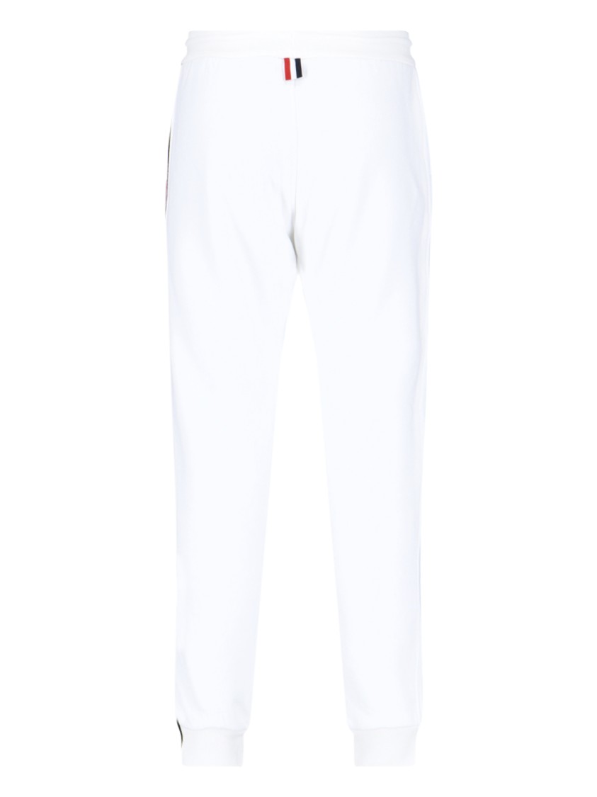 Shop Thom Browne Tricolour Detail Sports Trousers – White