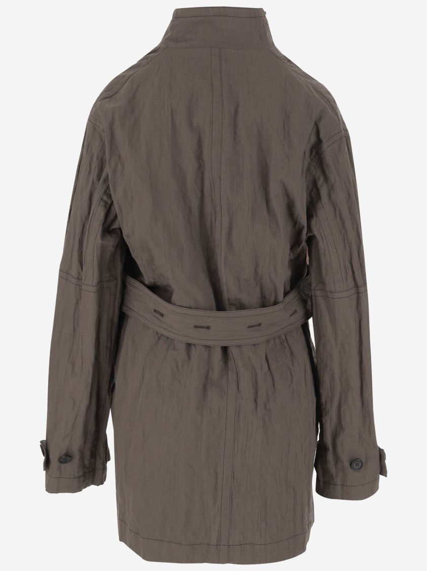 Ferragamo Brown Cotton Ruched Effect Jacket In Brown