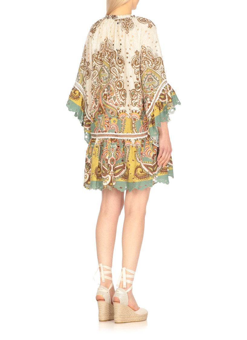 Miss Bikini Ivory Cotton Caftan With Floral Perforations