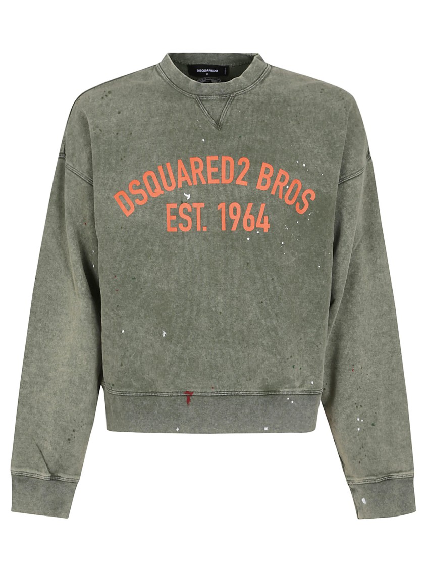 Dsquared2 Relaxed Fit Crew Neck Sweater With Distressed Detailing In Green