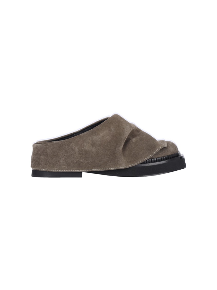 Shop Attico The "mini Robin" Mules – Taupe Suede