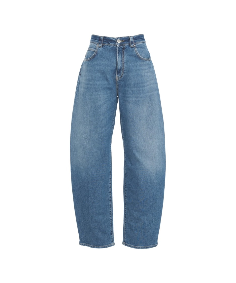 Pinko 'eloise' Blue Jeans With Logo Patch On The Rear And Belt Loops In Denim Woman In Blue