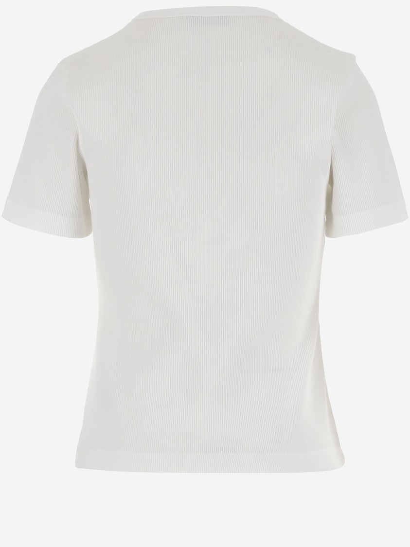 Tory Burch Cotton Rib Logo Tee In White