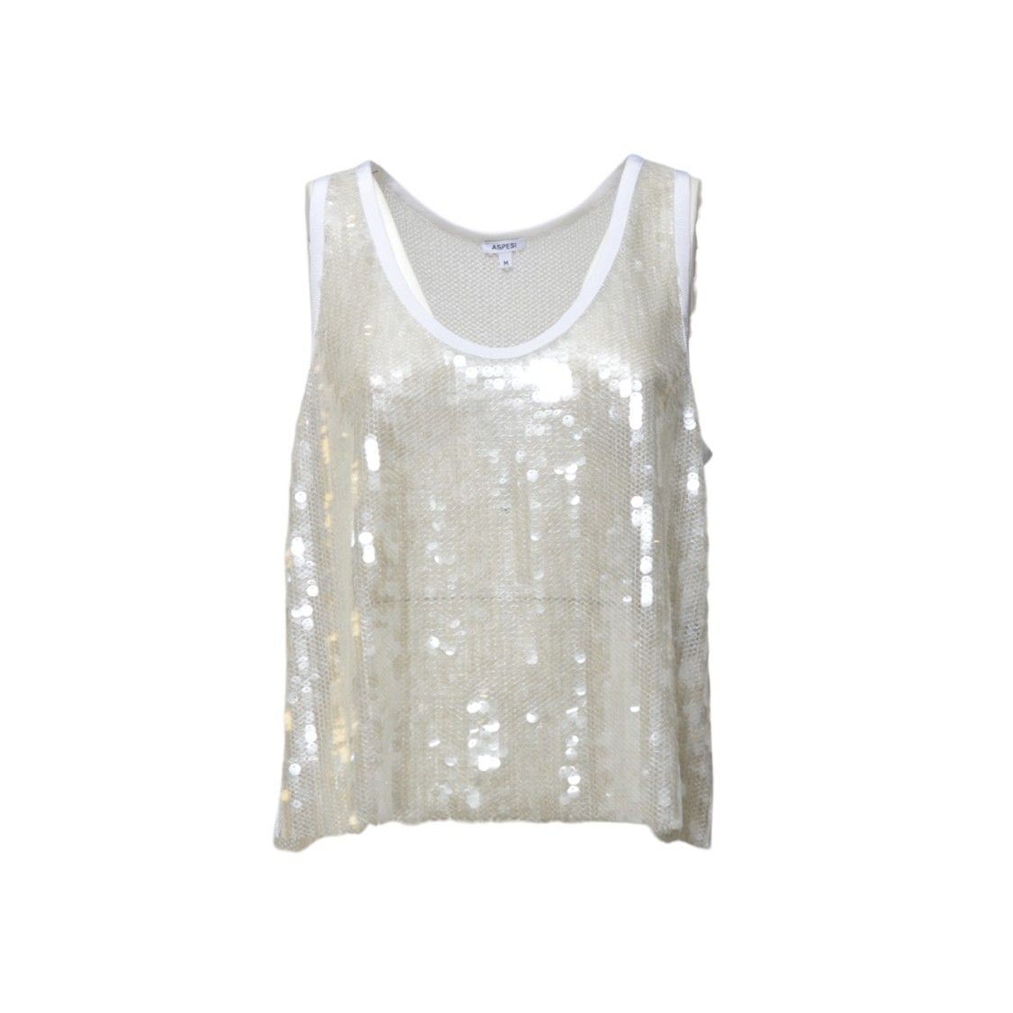 Aspesi Sequinned Sleeveless Top In White