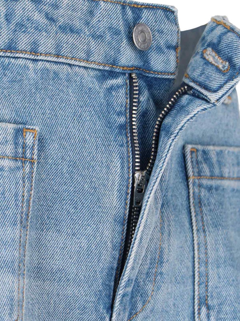 Victoria Beckham Light-wash Denim Jeans With A Distressed Effect In Blue