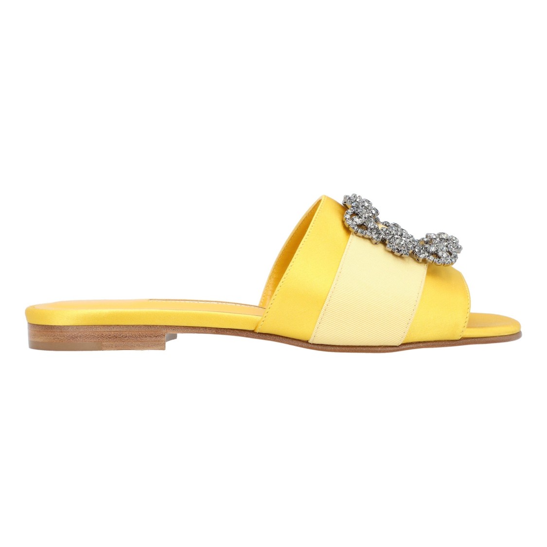 Manolo Blahnik Martamod Embellished Satin Mules In Gold