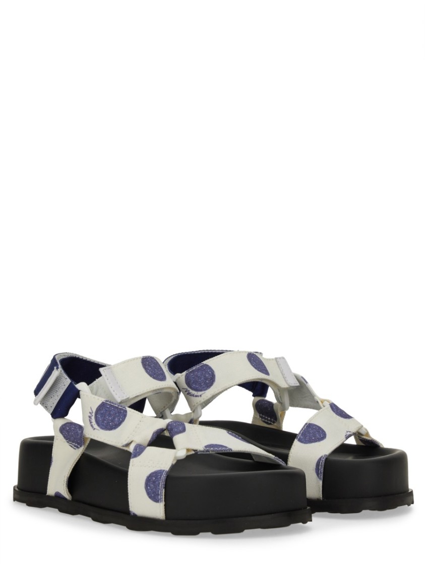 Shop Moschino Polka Dot Wide Strap Sandals