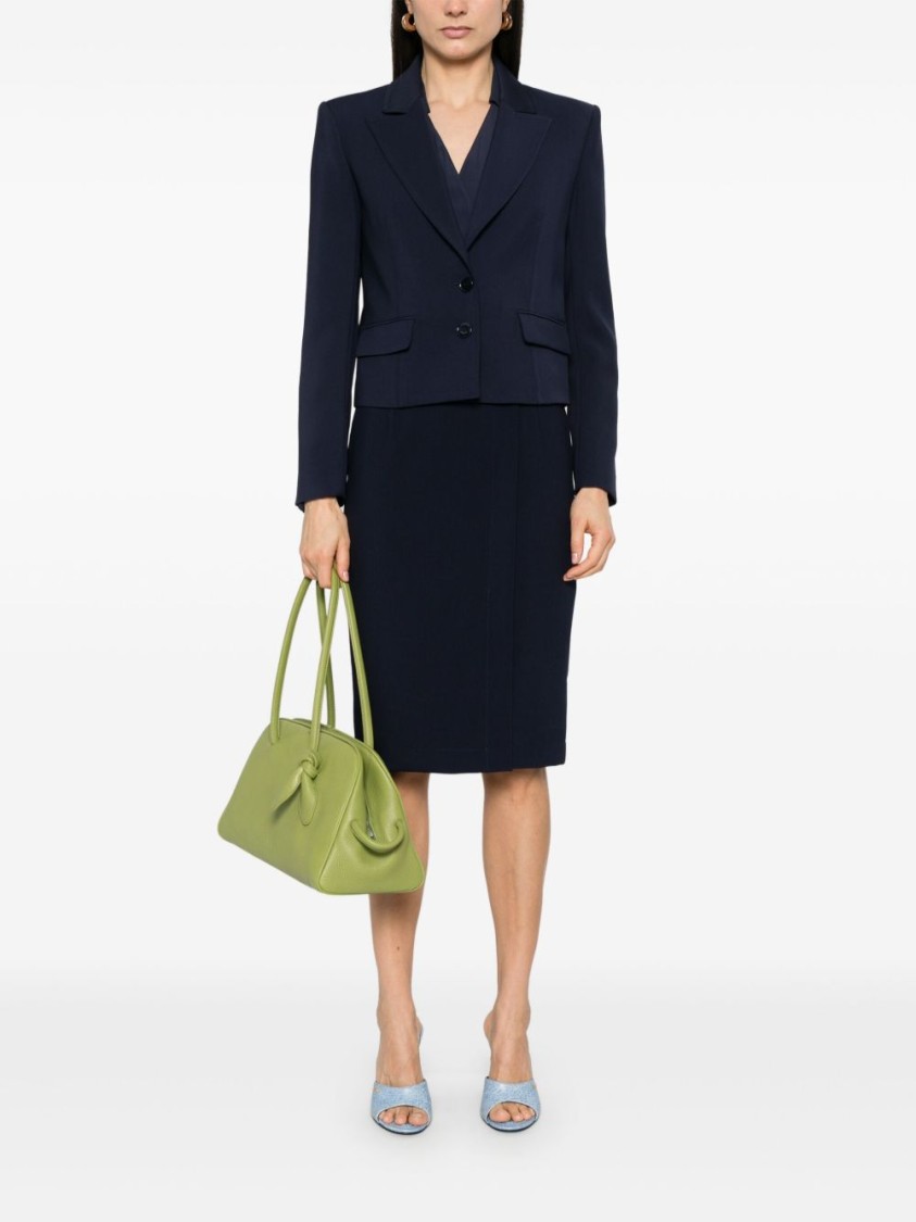 Shop Patrizia Pepe Tailored Navy Blazer With Structured Shoulders In Black