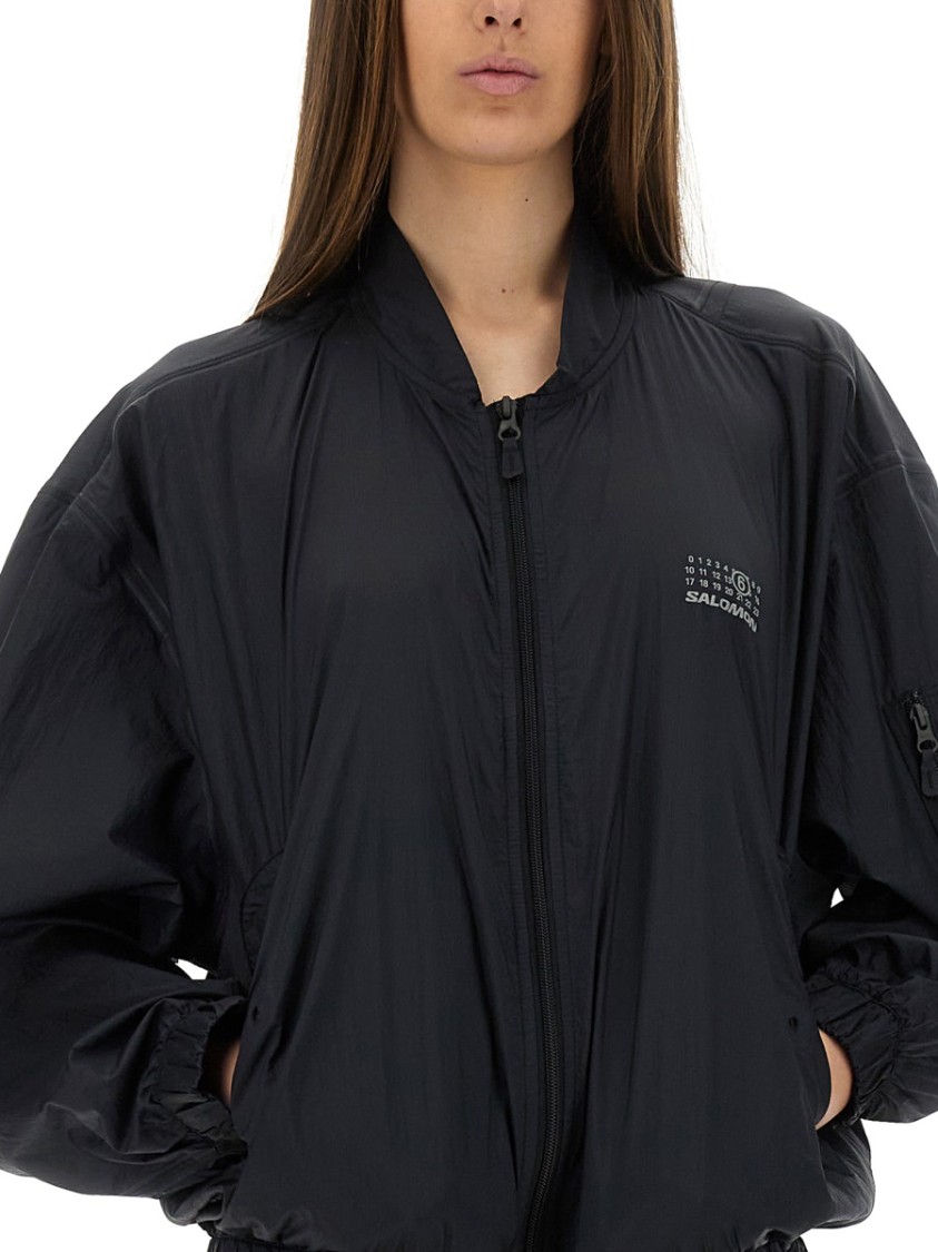 Mm6 By Maison Margiela X Salomon Lightweight Black Nylon Jacket With Design In Black
