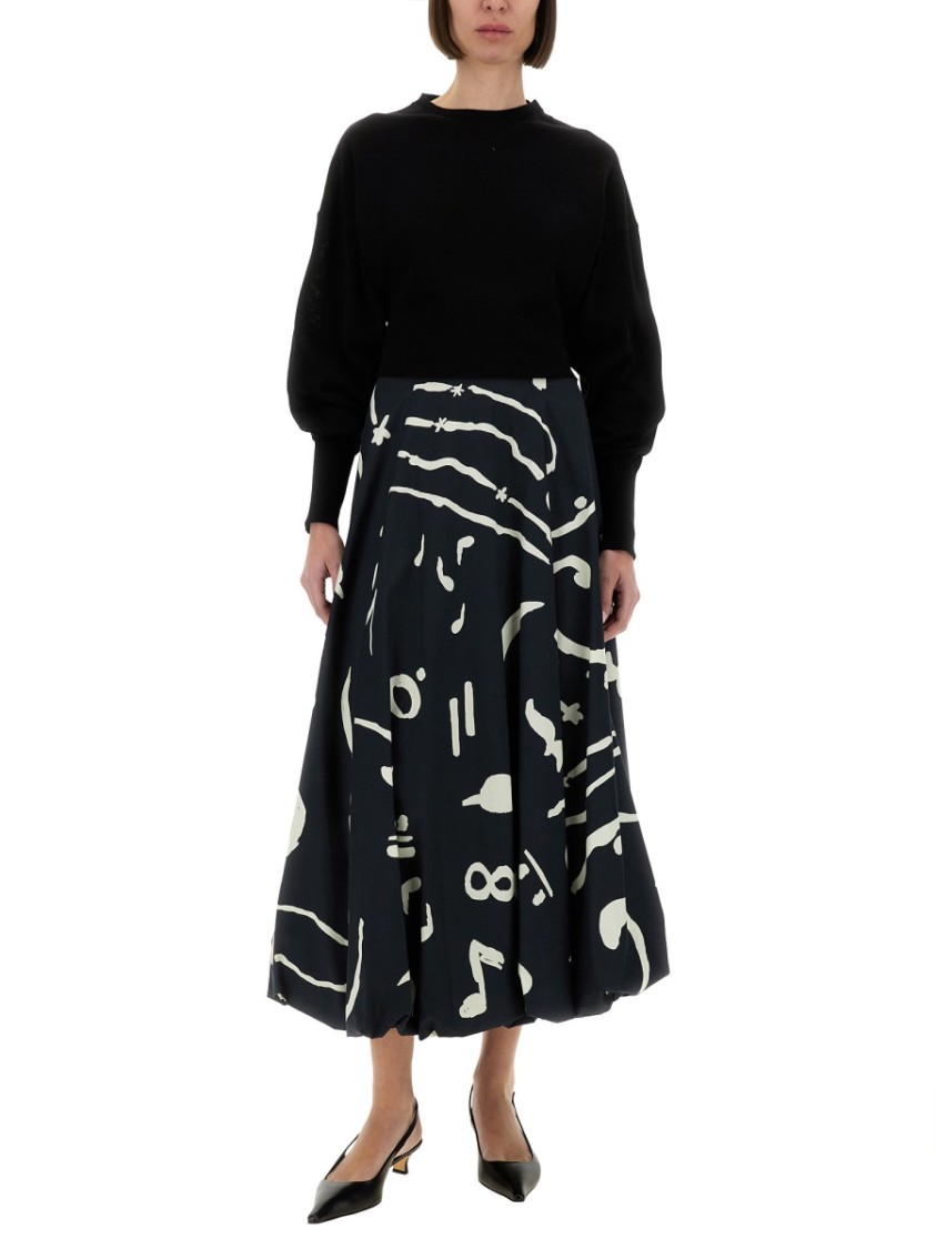 Alysi Abstract-print Maxi Skirt In Black