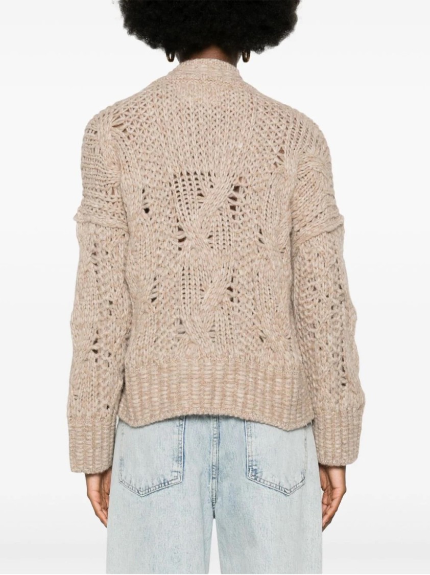 Ermanno Scervino Long-sleeve Sweater With Textured Knit In Brown