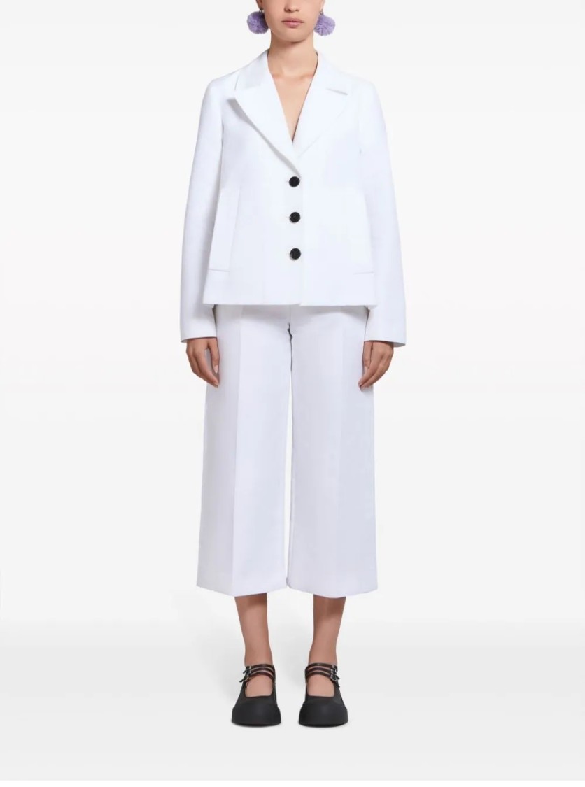 Marni Tailored Cropped Jacket With Classic Lapel In White
