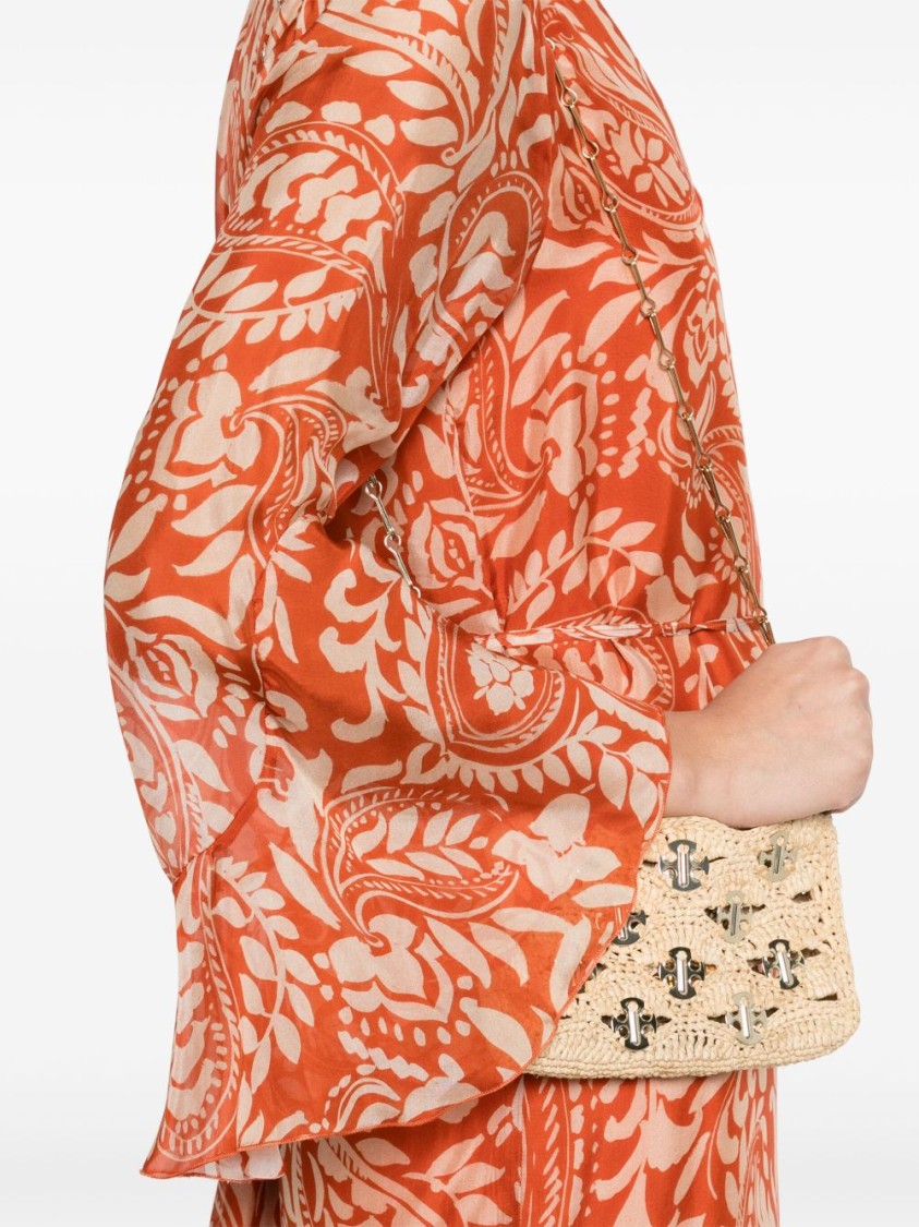 Liu •jo Liu Jo Short Multicolored Orange Dress With V-neck In Orange