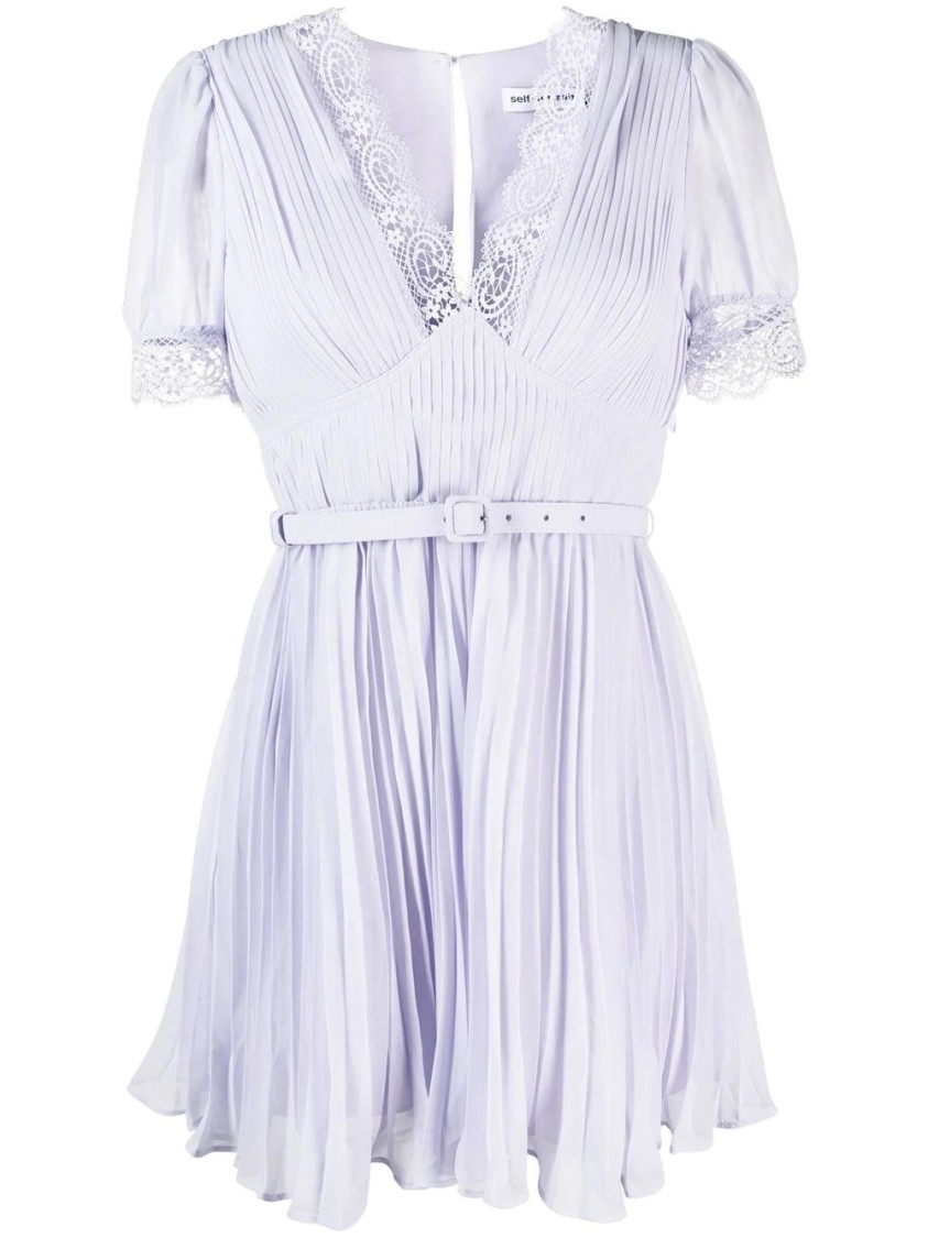 Self-portrait Lilac Chiffon Mini Dress In White