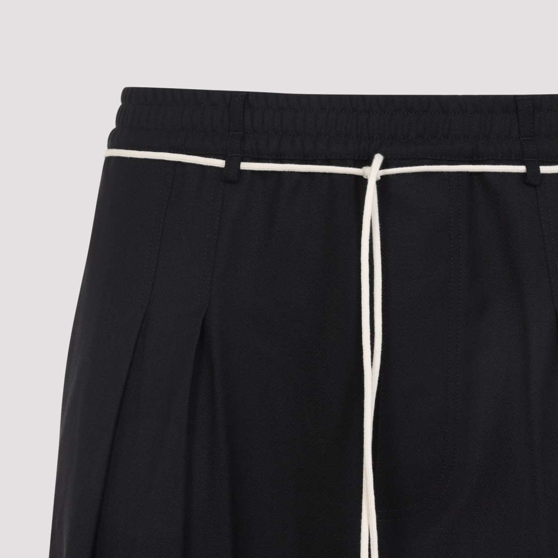 Mordecai Black Virgin Wool Drawstring Pant In Black
