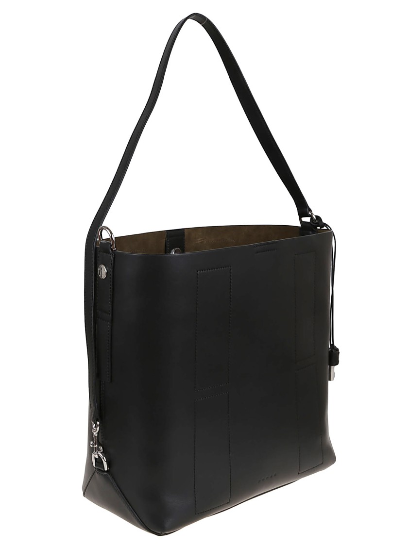 Hogan Minimalist Black Leather Shoulder Bag In Black