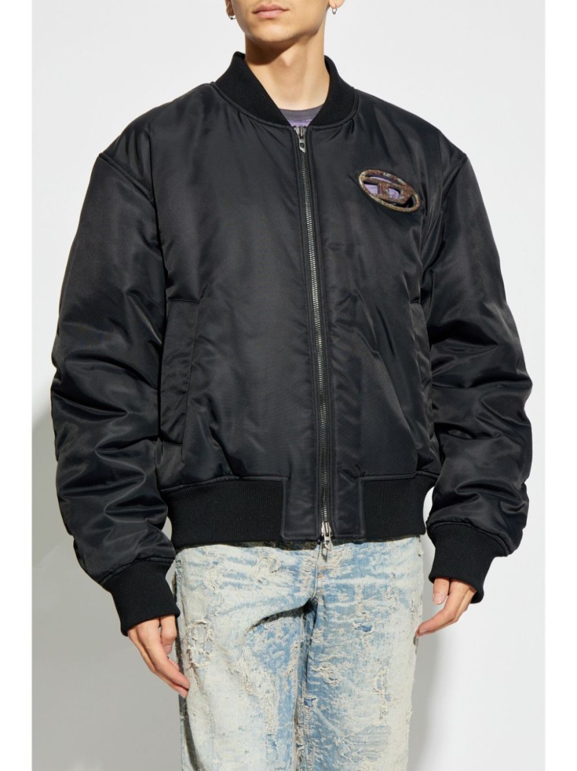 Shop Diesel Parka Jacket With Iconic Logo And Durable Polyamide Fabric In Black