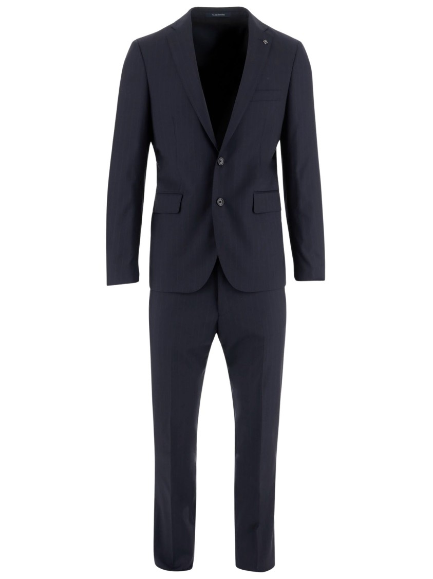 Tagliatore Stretch Wool Suit In Blue