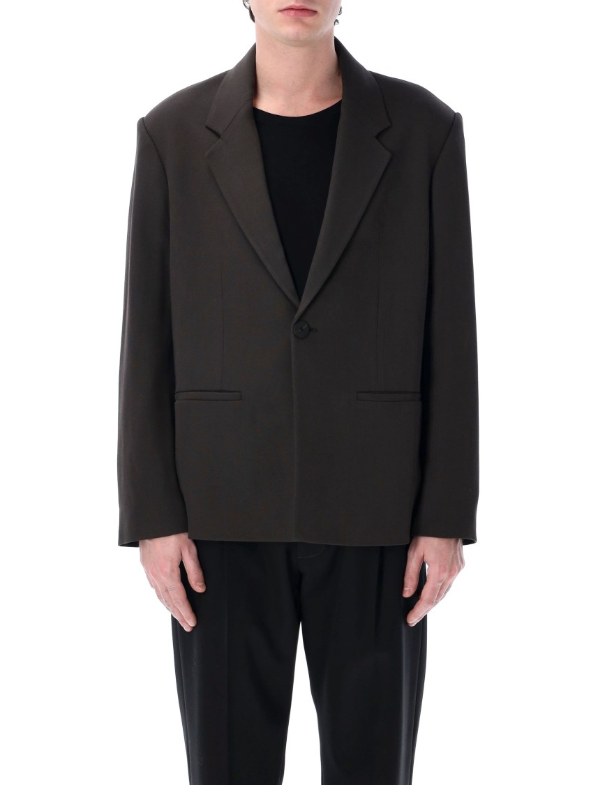Studio Nicholson Oversized Blazer Notched Lapel Front Pockets In Grey