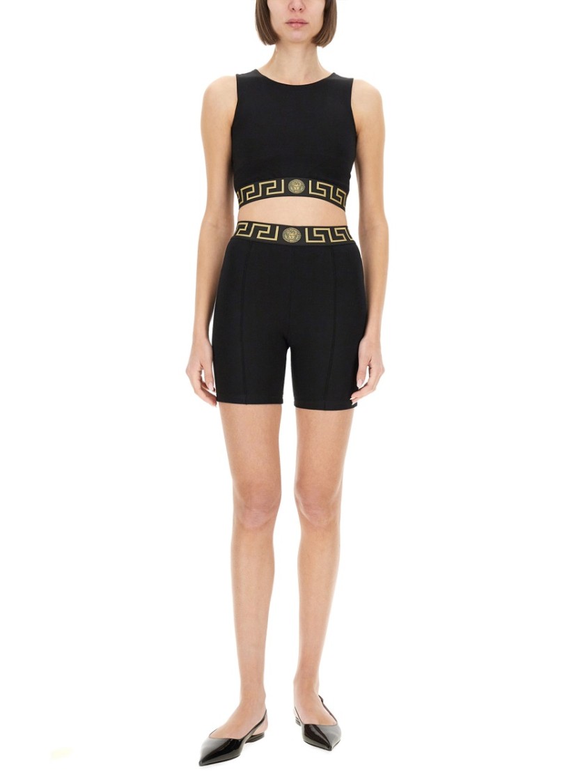 Versace Bermuda Shorts With Greek Border In Black