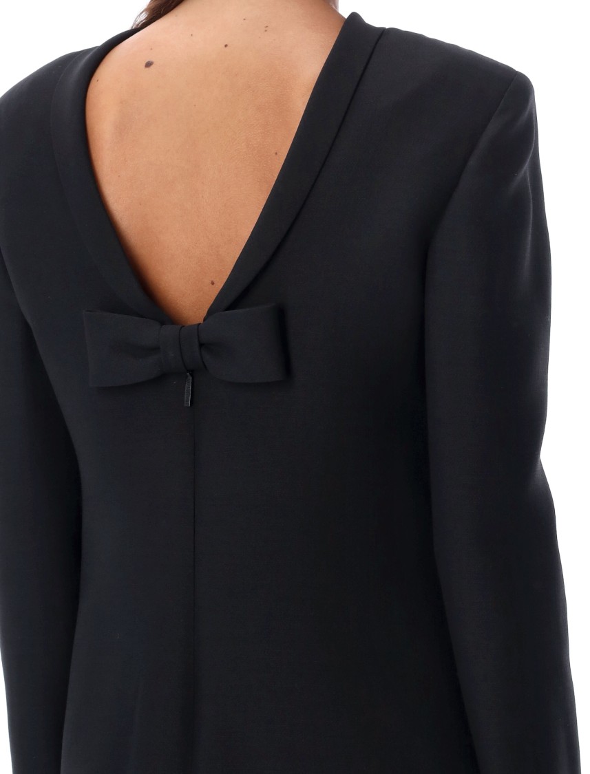 Shop Valentino Open Back Bow Mini Dress In Black