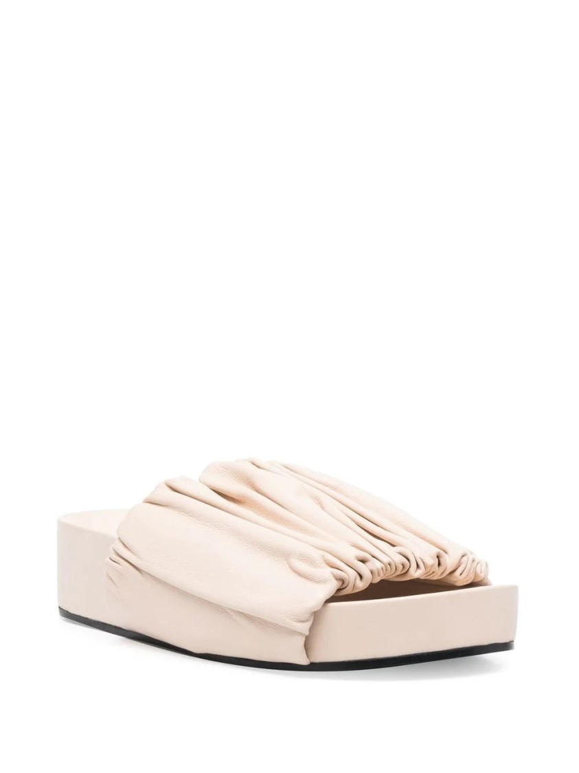 Jil Sander Gathered Texture Open Sandals With Platform Sole In Pink