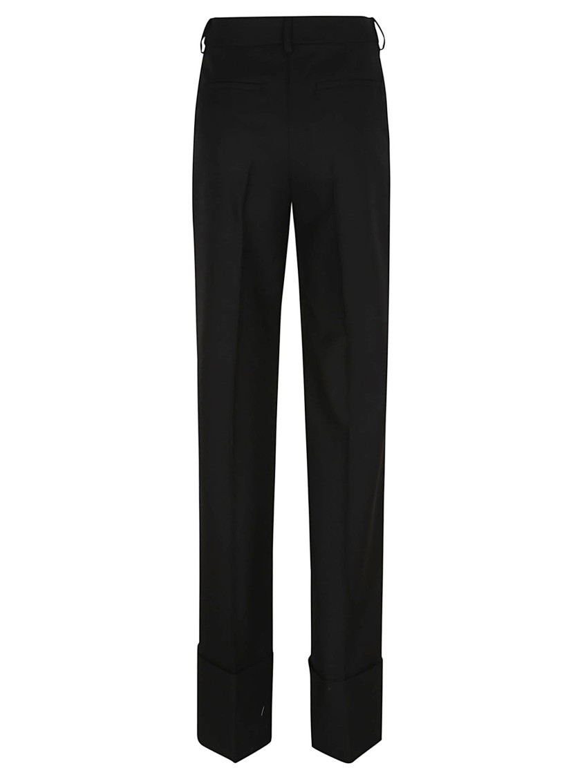 Valentino Garavani Tailored Virgin Wool Trousers With Turn-ups In Black