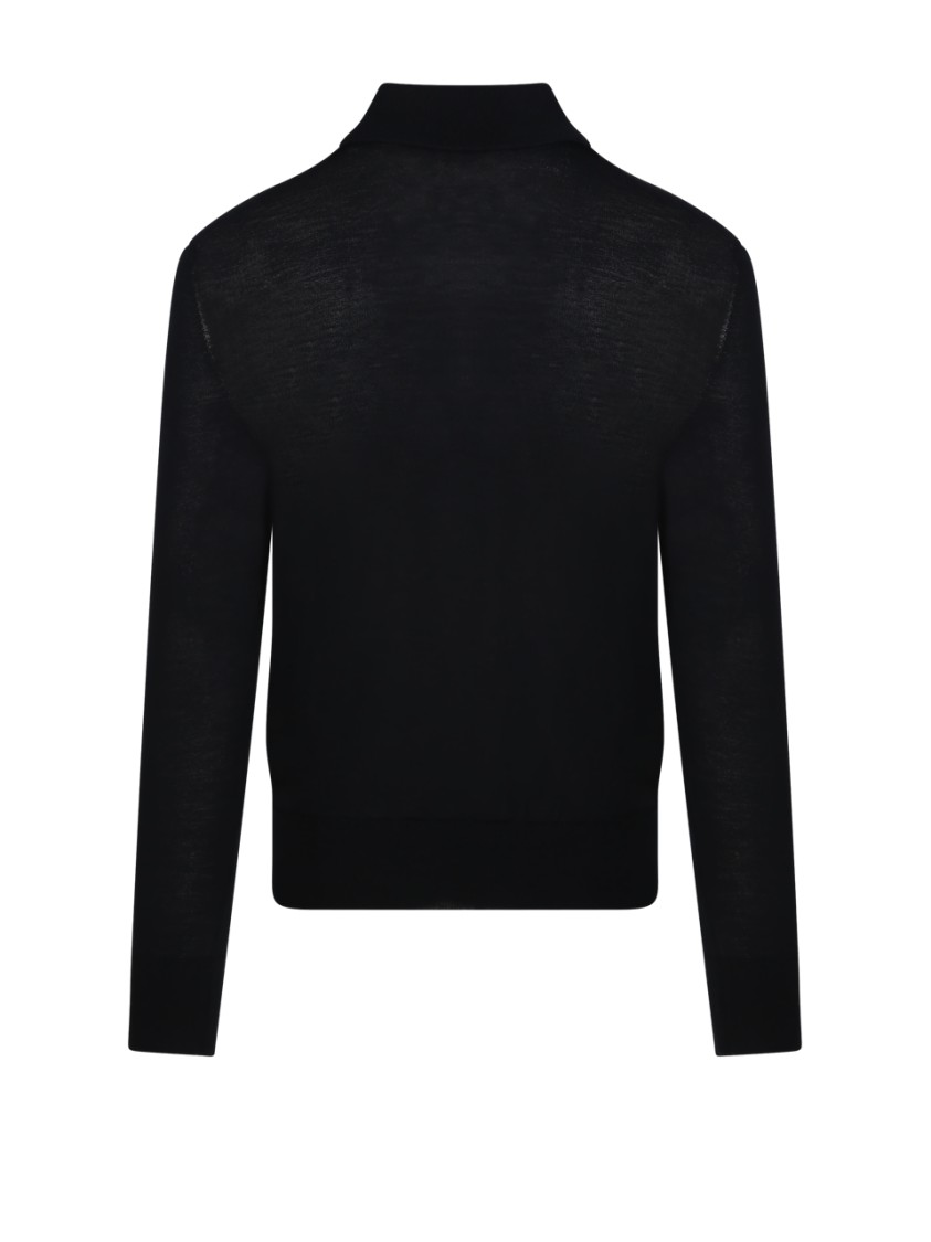 MARCO COPPOLA MARCO COPPOLA BLACK POLO SWEATER WITH BUTTONED PLACKET