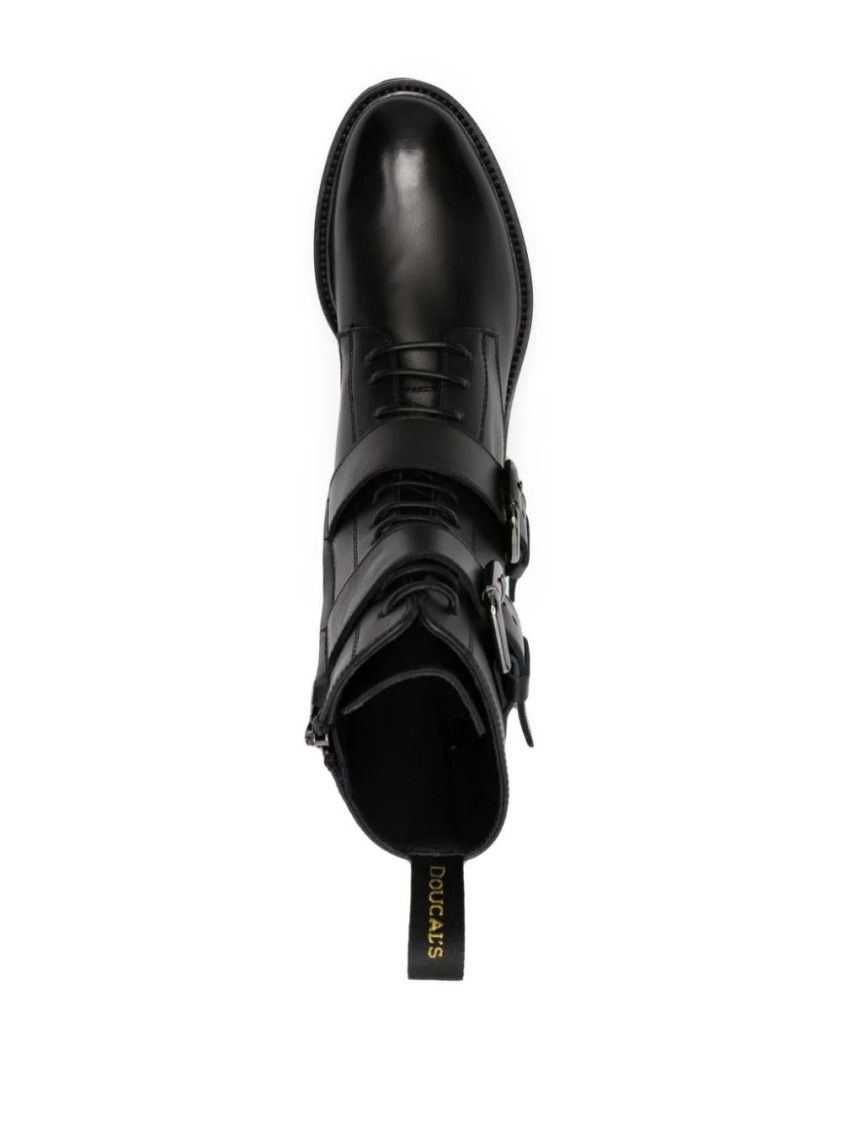 Doucal's Double Buckle Ankle Boot In Black