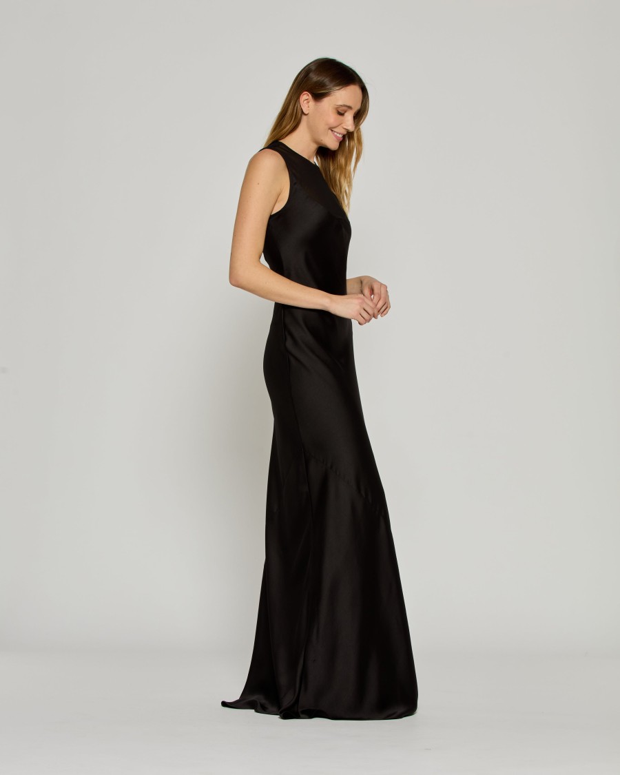 Serena Bute Georgette Evening Dress - Black