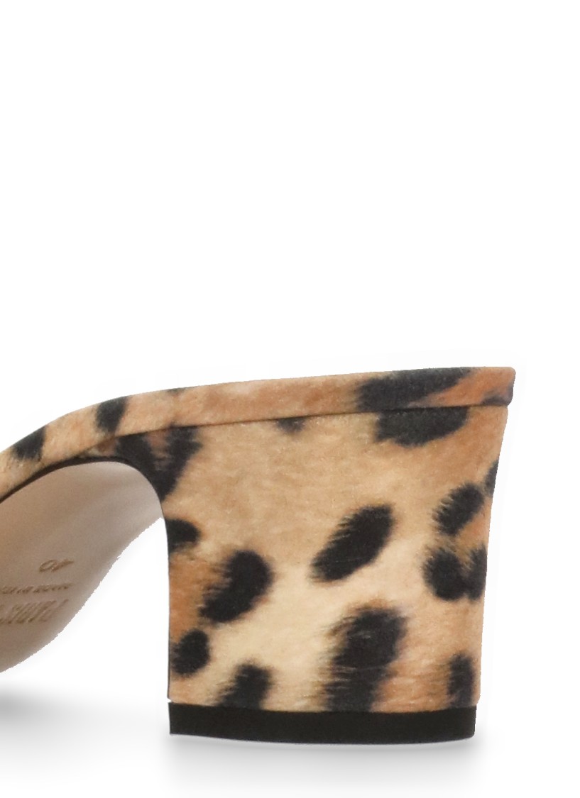 Paris Texas Leopard Print Lara Mule Sandal In Brown