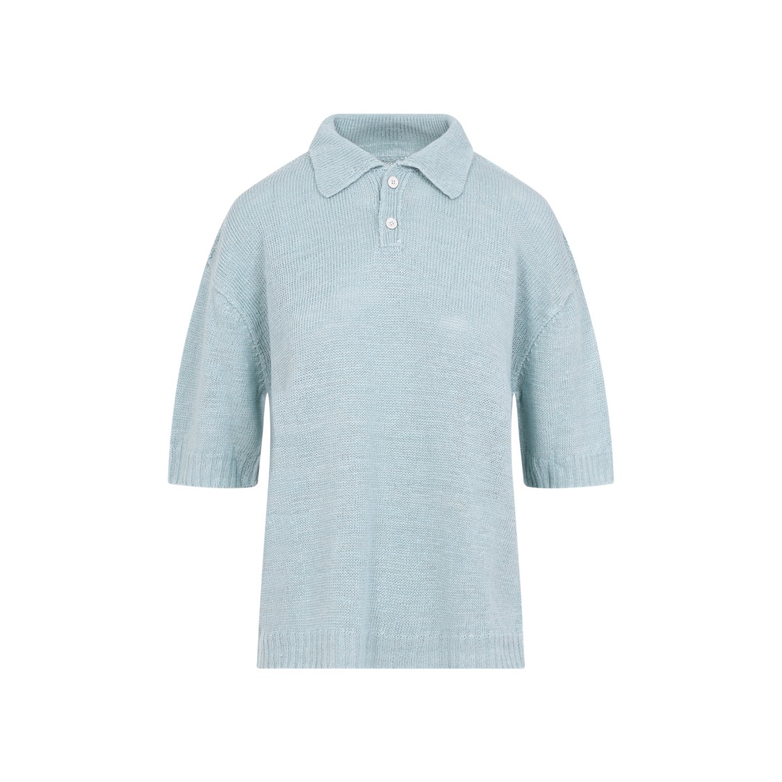 Maison Margiela Short-sleeved Knitted Polo Top In Grey