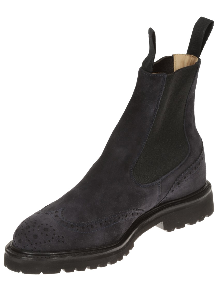 TRICKER'S TRICKER'S SWALLOW TAIL CHELSEA BOOT IN NAVY SUEDE