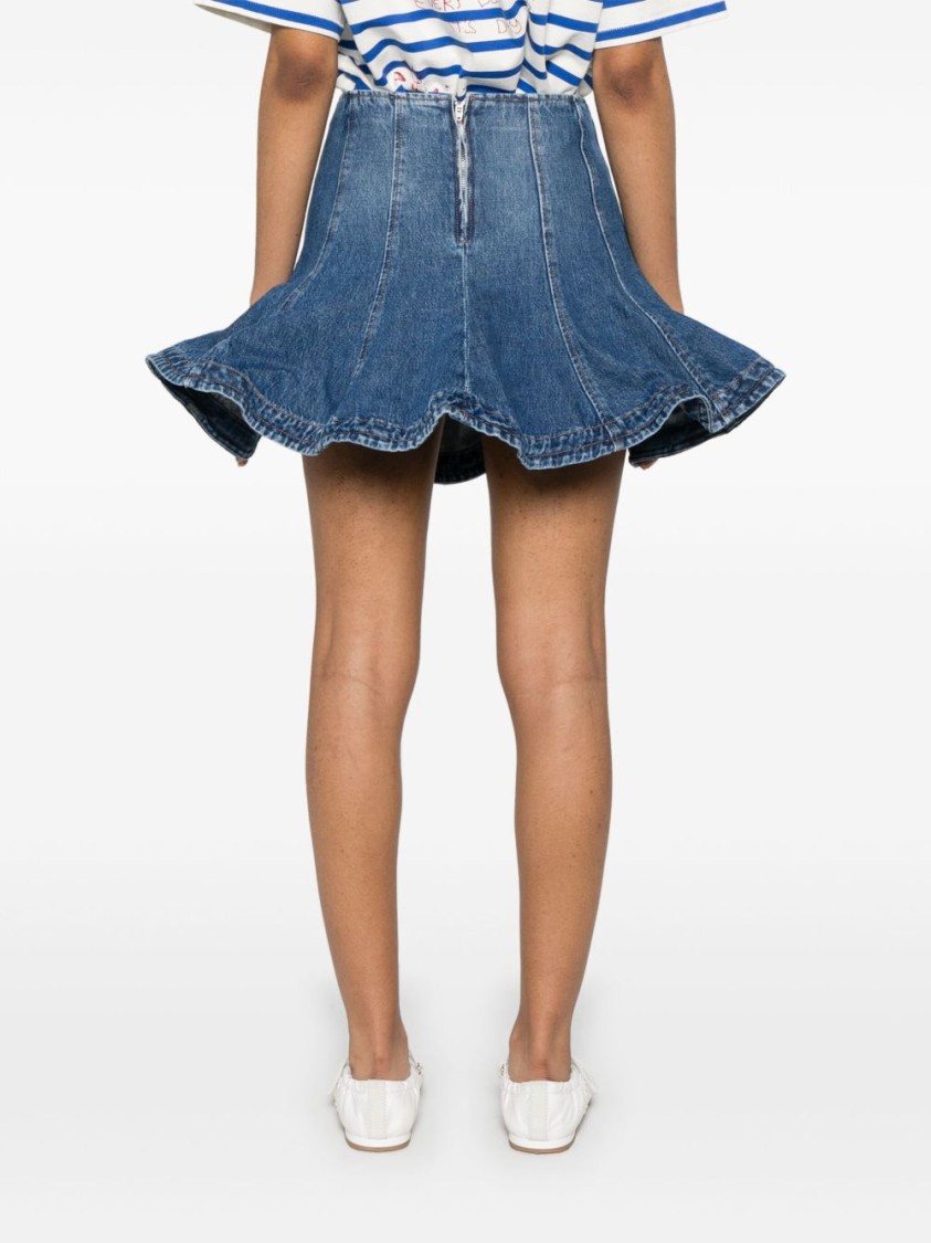 Msgm Flared High Waist Short Denim Skirt