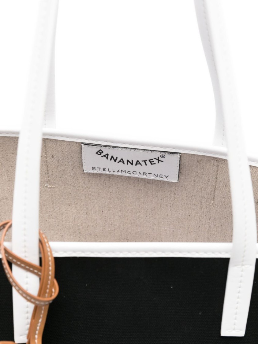 Stella Mccartney Black Canvas Tote With Contrasting Trim And Detachable Pouch In Black