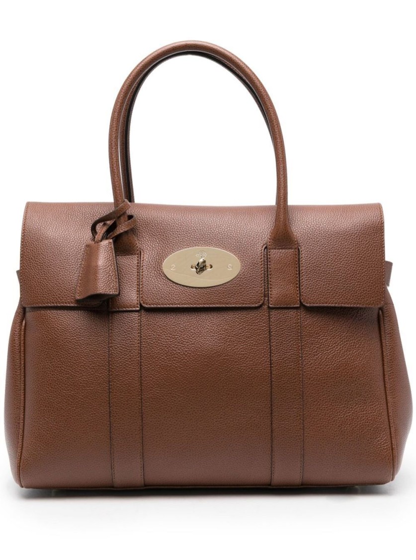 Mulberry Bayswater Grained Leather Satchel In Brown