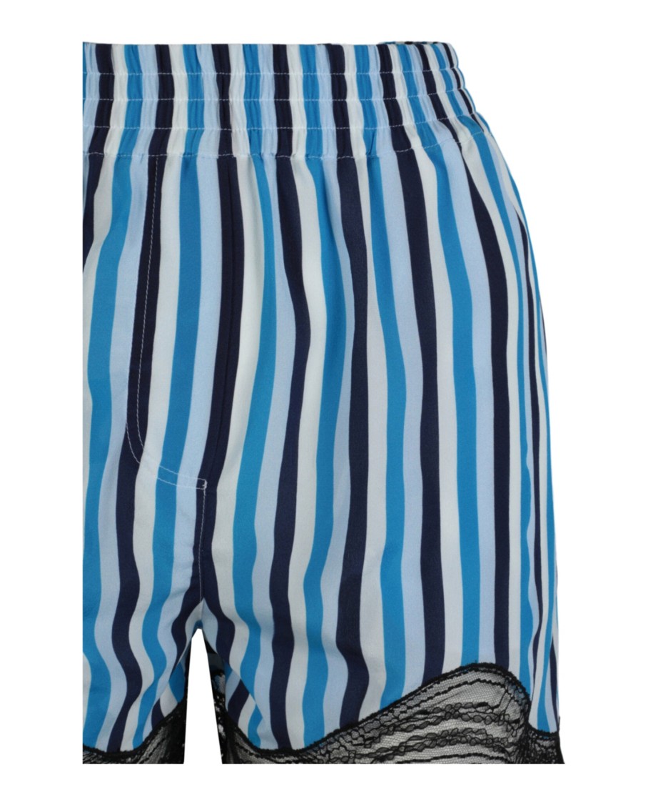 Burberry Lace-trim Stripe Silk Shorts In Multi