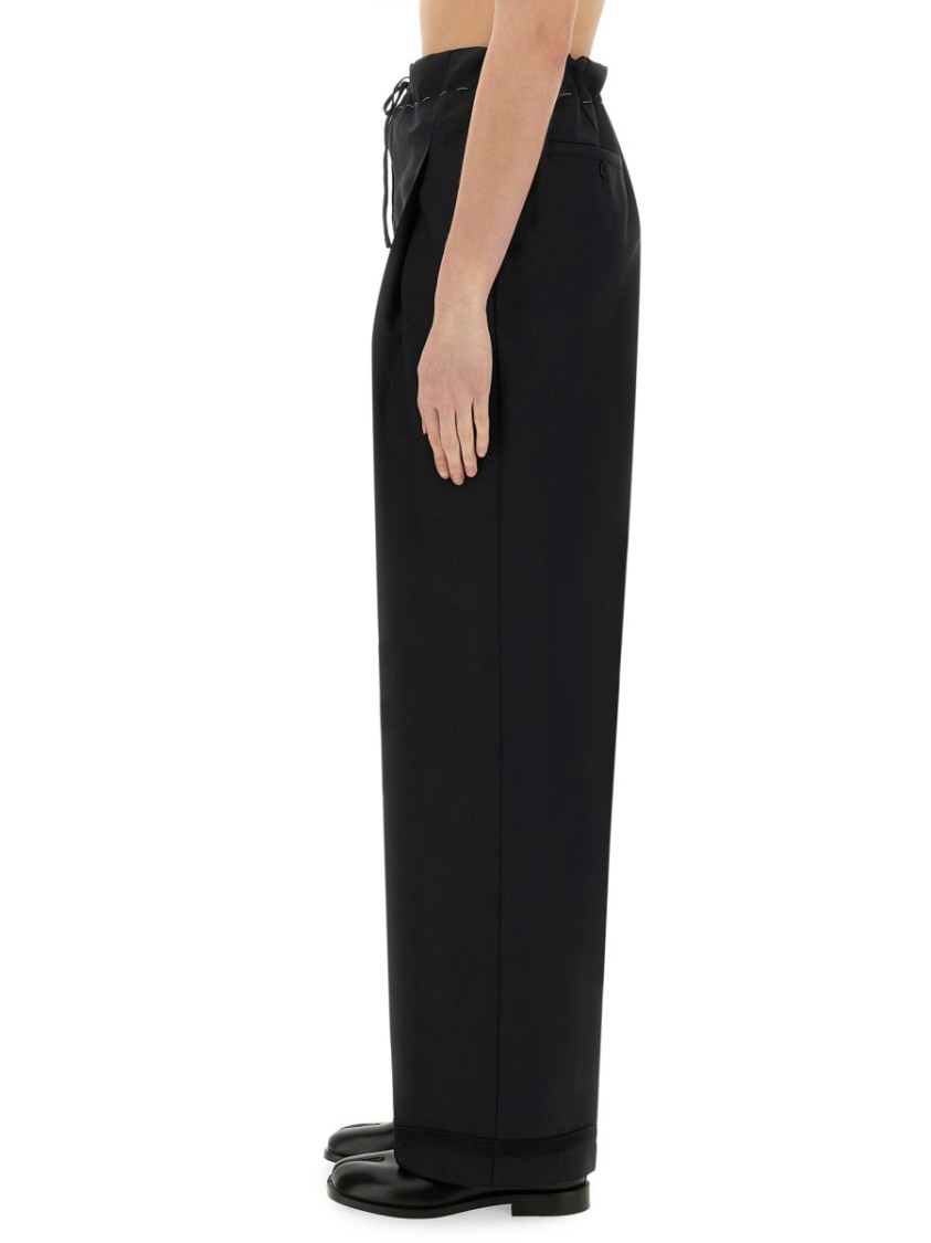 Shop Maison Margiela Wool And Mohair Pants In Black