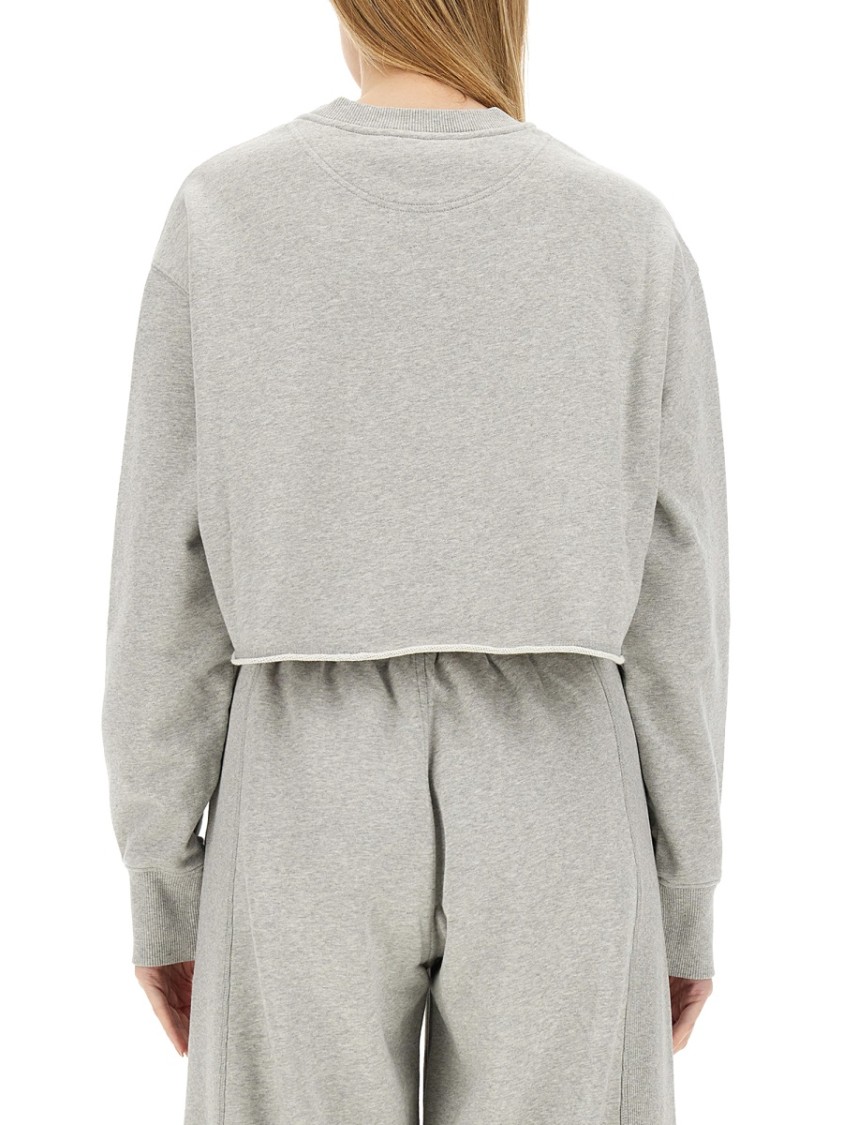 STELLA MCCARTNEY STELLA MCCARTNEY CROPPED GREY SWEATSHIRT WITH SUBTLE LOGO