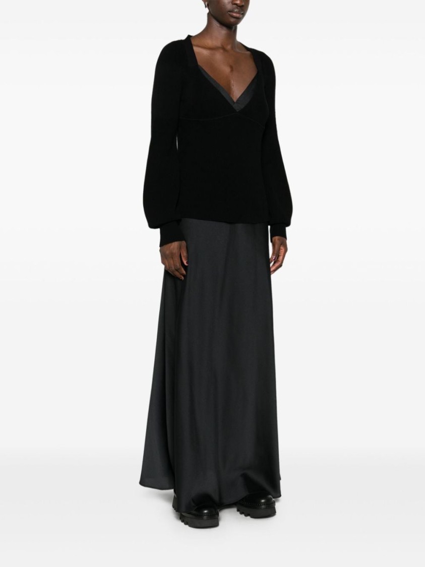 Shop Twinset Twin-set Twin-set Maxi Dress With Elegant Layered Design And Luxurious Fabric Blend In Black