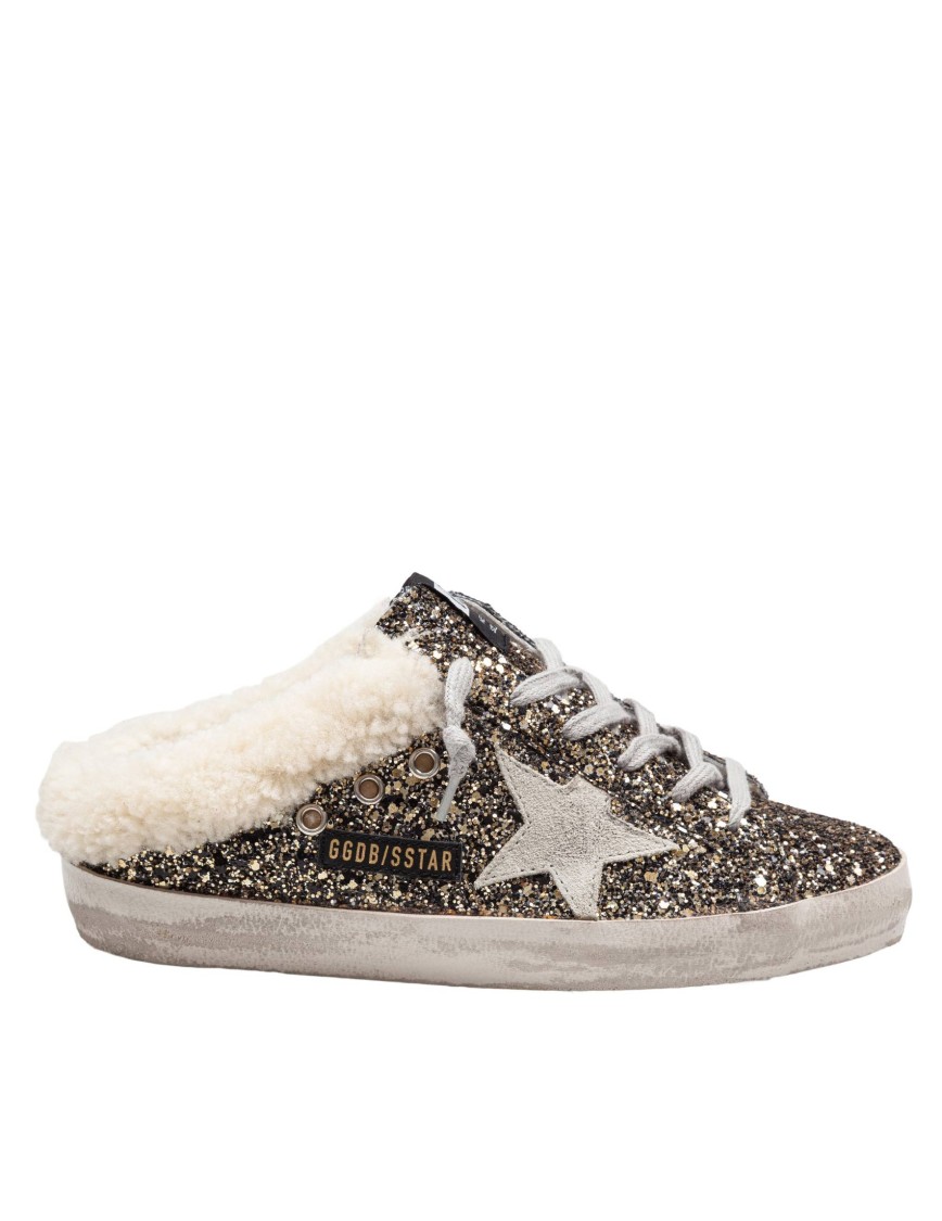 Golden Goose Super-star Sabot Glitter Upper Suede Star Shearling Lining