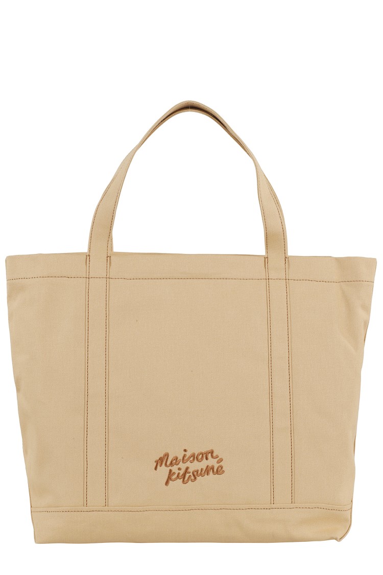 MAISON KITSUNÉ MAISON KITSUNÉ FOX HEAD EMBROIDERED LARGE TOTE BAG