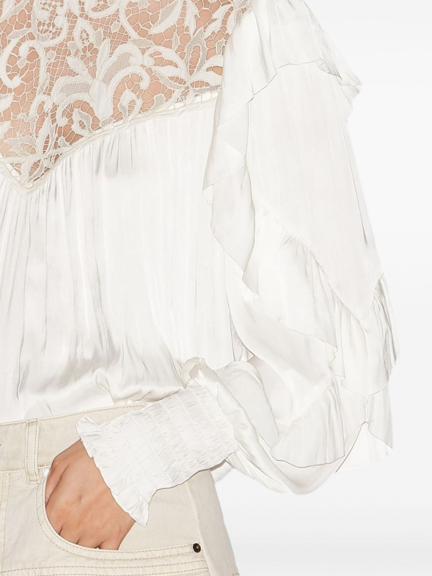 ISABEL MARANT ISABEL MARANT BEIGE TOP WITH LACE DETAILING